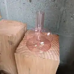 Glazen vaasje/kandelaar pink
